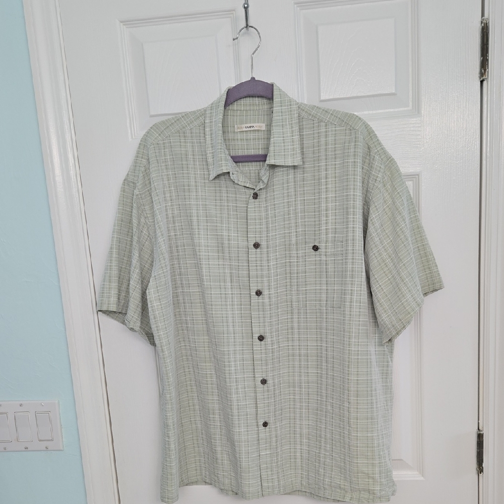 Green Casual Button Down Shirt Lightweight Cotton Blend